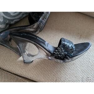 Varsavia Viamara Size 8 .5 Acrylic Heels Black Sequins
